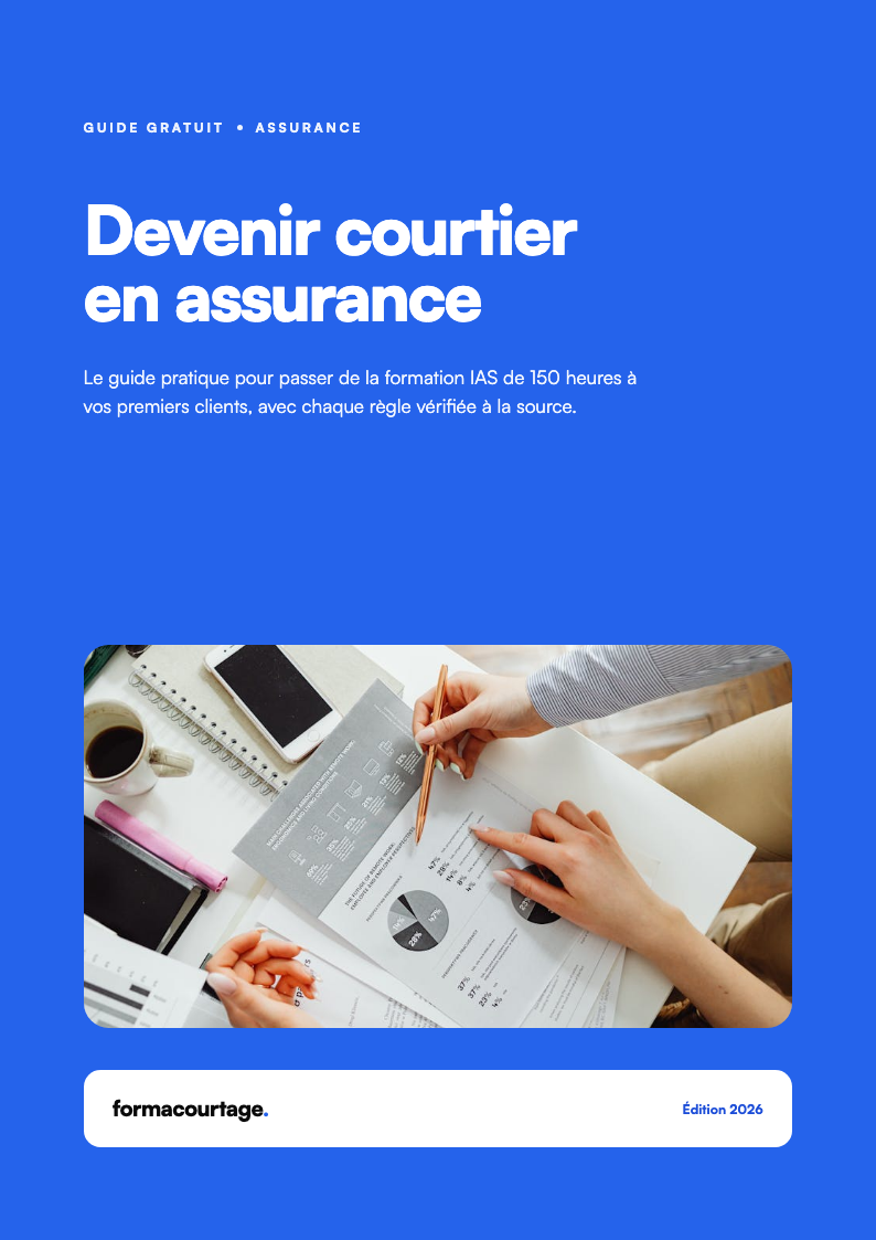 Couverture du guide gratuit FormaCourtage pour devenir courtier en assurance (IAS Niveau 1), édition 2026