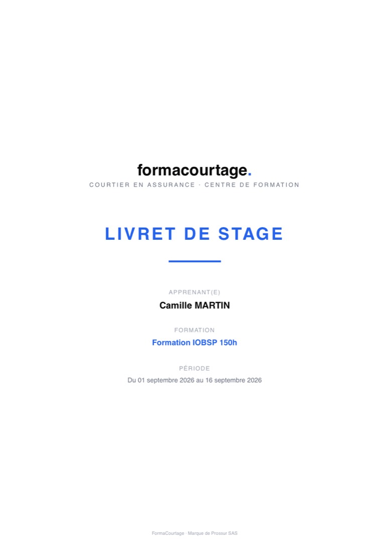 Spécimen du livret de formation IOBSP